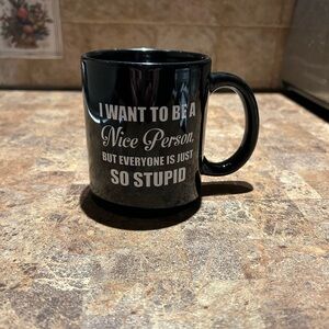 Black Ceramic Mug with Humorous Quote